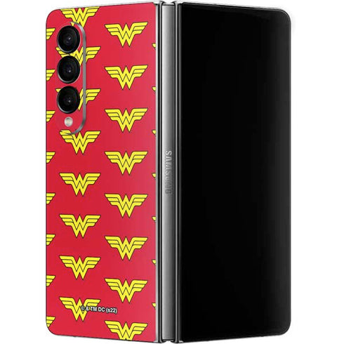 DC Comics Wonder Woman Logo Pattern Galaxy Z Fold4 5G Skin